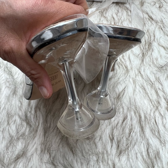 Wetkiss Women's Transparent Heel 4” Crystal Rhinestone Pointed Toe Size 9.5 - Picture 4 of 8